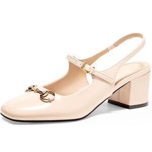 Pie pie buy Elegant Cream Slingback Block Heels Size 10